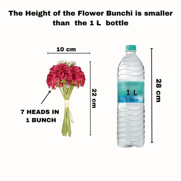 SATYAM KRAFT 2 Pcs Artificial Hydrangea Dahlia Flowers 7-Stem Faux Bunch Floral Bouquet For Home Decor Vase Pot & Living Room Bedroom Office Table Decoration Items (Vase Not Included)