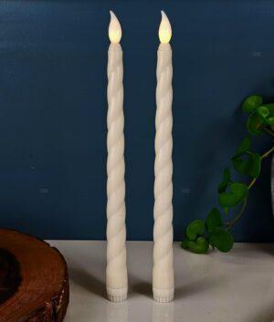 SATYAM KRAFT 2 Pcs LED Flameless Taper Candles | Romantic Love Gift for Him/Her | Candle Light for Home Decor, Birthday, Festival Gifting, Wedding
