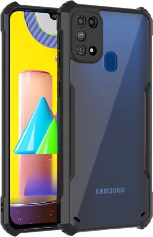 SHINESTAR Back Cover for Samsung Galaxy M31 / F41 / M31 Prime | Ultra Slim 360° Shockproof Transparent Case with Black Bumper | Crystal Clear Soft TPU Protective Cover