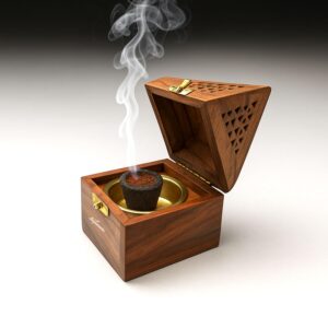SIGNAMIO® Wooden Sambrani Dhoop Stand Incense Holder: Perfect Pooja Room SIGNAMIO® Wooden Sambrani Dhoop Stand Incense Holder: Perfect Pooja Room Stand Decoration Item, Dhup Dani & Doopam Holder, Essential Puja Item for Home Mandir and Pooja Thali Set Rituals-DN-1