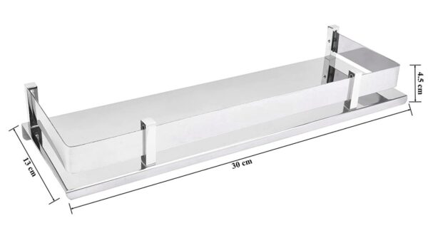SILVER COIN Stainless Steel Wall-Mount Multipurpose Single Tier Shelf, Toiletries Holder, Kitchen Shelves, Bathroom Accessories for Homes, Hotels- Chrome Finish -(12 Inch, Single Rectagular Shelf)