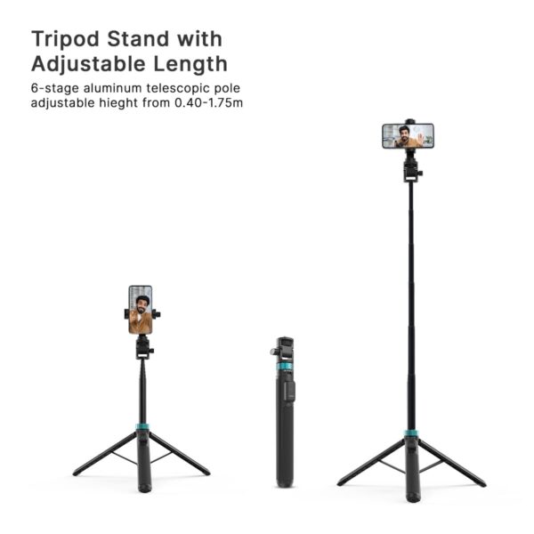 SKYVIK SIGNIPOD 1.75 metre Selfie Stick/Tripod Sturdy Stand with Blutooth Remote for Selfie/Video Recording/Photo/Live Stream/Vlog/YouTube for Smartphone, iPhone, Action Camera, Mics and Lights