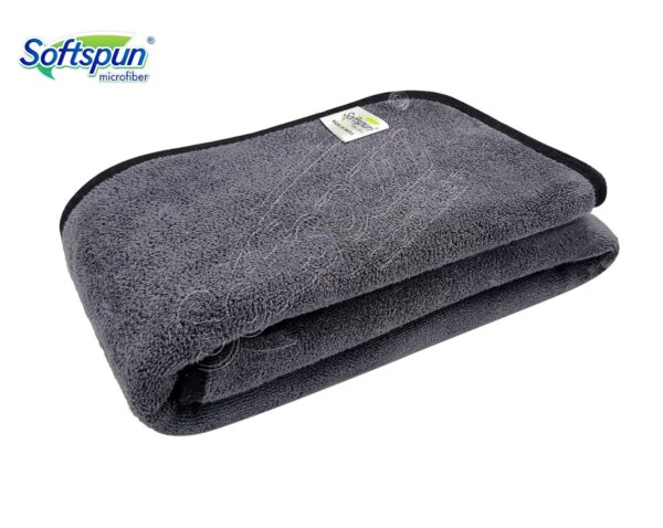SOFTSPUN Microfiber Extra Large, The 500 GSM 50x80cm (19.5”x31.5”), Highest 70/30 Blend, Heavy Duty Drying Towel Ultra Absorbent Scratch-Free One-Pass Vehicle-Drying Cloth For Cars & SUVs,1-Pack, Grey