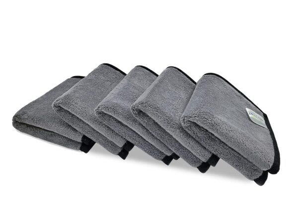 SOFTSPUN Microfiber Super Absorbent Small Wipes 500 GSM 20X30 Cms 5 Piece Grey! Highly Absorbent Lint and Streak Free Multi -Purpose Wash Cloth for Kitchen Window Stainless Steel Silverware.