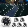 SOLPEX Mini Solar Ground Lights, 6 Pack Solar Lights Outdoor Garden, Solar Pathway Lights Outdoor, Solar Powered Landscape Lighting for Patio Yard Driveway Walkway (Cool White)