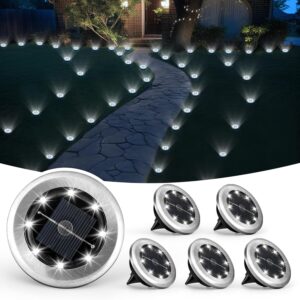 SOLPEX Mini Solar Ground Lights, 6 Pack Solar Lights Outdoor Garden, Solar Pathway Lights Outdoor, Solar Powered Landscape Lighting for Patio Yard Driveway Walkway (Cool White)