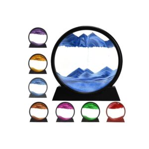SOVEATA Moving Sand Art Picture Round Glass 3D Deep Sea SOVEATA Moving Sand Art Picture Round Glass 3D Deep Sea Sandscape in Motion Display Flowing Sand Frame Relaxing Desktop Home Office Work Decor (7 Inch, Multicolour)