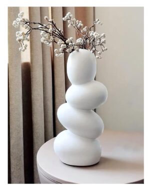 SPHINX Decorative Ceramic Vase for Flowers, Pampas Grass Vase, Vase SPHINX Decorative Ceramic Vase for Flowers, Pampas Grass Vase, Vase for Money Plant Live Plants for Home, Office,Gifts- (Pebble Height- 8.5 Inches, White)