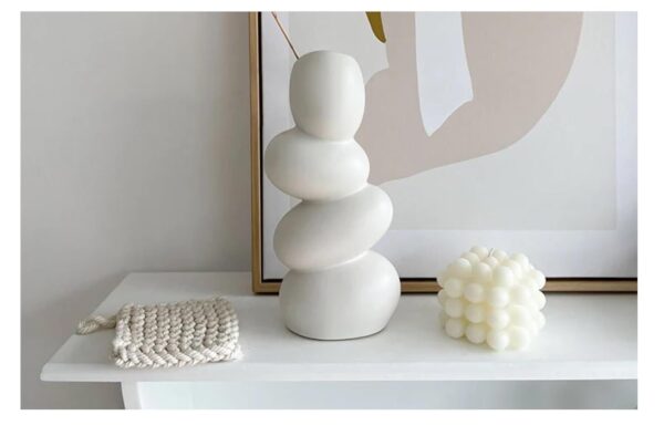 SPHINX Decorative Ceramic Vase for Flowers, Pampas Grass Vase, Vase for Money Plant Live Plants for Home, Office,Gifts- (Pebble Height- 8.5 Inches, White)