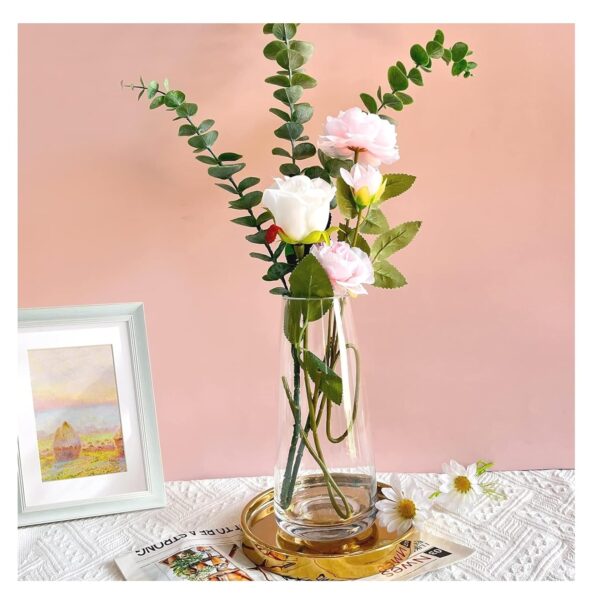 SPHINX Decorative Glass Vase for Flowers Plants Home Decor Office SPHINX Decorative Glass Vase for Flowers Plants Home Decor Office Living Table Decorations, Vases for Home Decor, Luster Glass Vase,Modern - (Transparent-Approx 9 Inches)