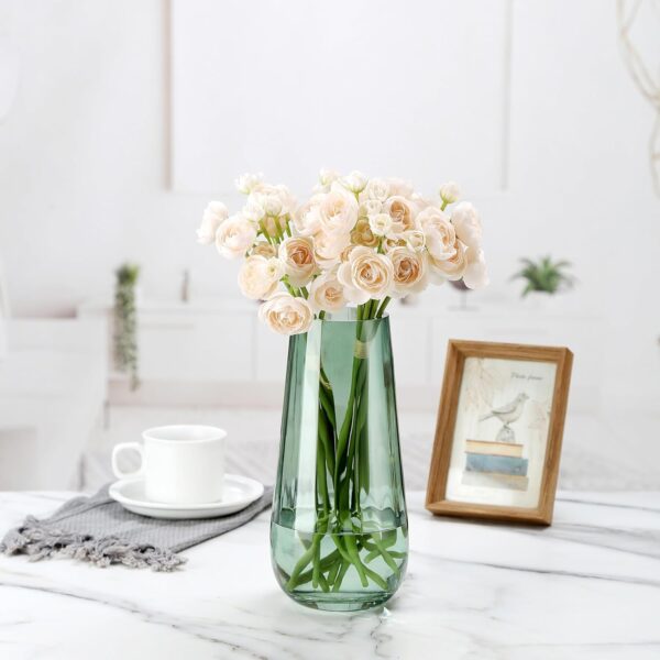 SPHINX Decorative Glass Vase for Flowers Plants Home Decor Office Living Table Decorations, Vases for Home Decor, Luster Glass Vase,Modern - (Green, Approx 9 Inches Height)
