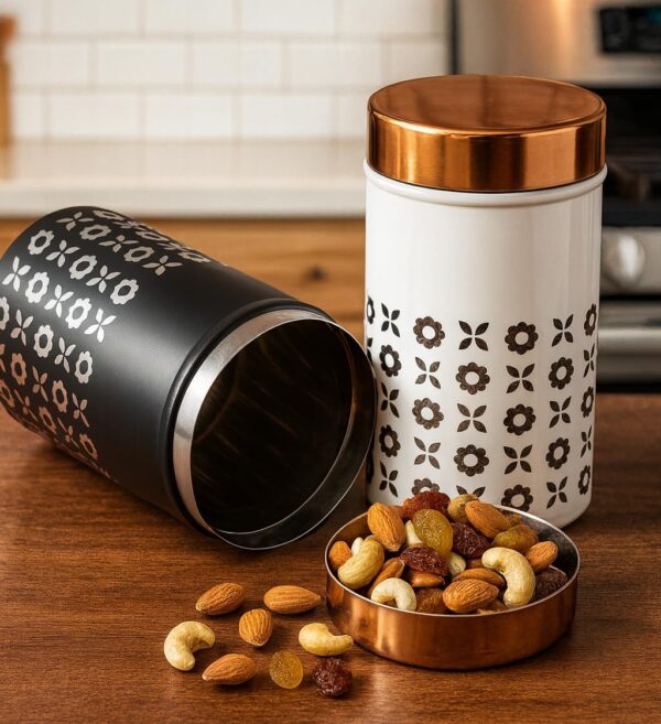 STEEPLE Stainless Steel Storage Containers Set of 2 | 750 STEEPLE Stainless Steel Storage Containers Set of 2 | 750 ml Steel Jars with Lid | Airtight Kitchen Canisters | Tea Coffee Sugar Container | Dry Fruit Box for Kitchen Storage