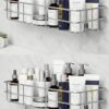 SaleOn Stainless Steel Lifetime Rust Free Self Adhesive Shelf Rack Set of 2 for Kitchen & Bathroom | No Drill Wall Mount Sink Organizer with Hooks | Kitchen Sink Wall Organiser | 1 Year Warranty
