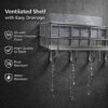 SaleOn Stainless Steel Lifetime Rust Free Self Adhesive Shelf Rack Set of 2 for Kitchen & Bathroom | No Drill Wall Mount Sink Organizer with Hooks | Kitchen Sink Wall Organiser | 1 Year Warranty