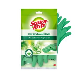 Scotch-Brite Aloe Vera coated Gloves, thick gloves for superior protection, Scotch-Brite Aloe Vera coated Gloves, thick gloves for superior protection, aloe vera gel coating for cool hands, superior protection, anti- slip material
