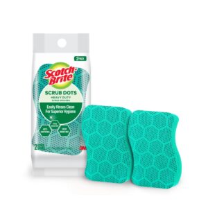 Scotch-Brite Heavy Duty Scrub Dots for Powerful Scrubbing, Suitable for Scotch-Brite Heavy Duty Scrub Dots for Powerful Scrubbing, Suitable for Iron Cast, Stainless Steel & Non-Coated Cookware, Rinses Clean and Stays Odor Free (2 Pieces)