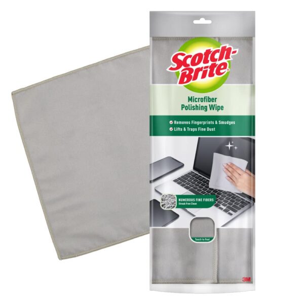 Scotch-Brite Microfiber Polishing Wipe for cleaning TV, Mobile, Laptop, Tablet Scotch-Brite Microfiber Polishing Wipe for cleaning TV, Mobile, Laptop, Tablet screens & Spectacles (Pack of 1, Grey)