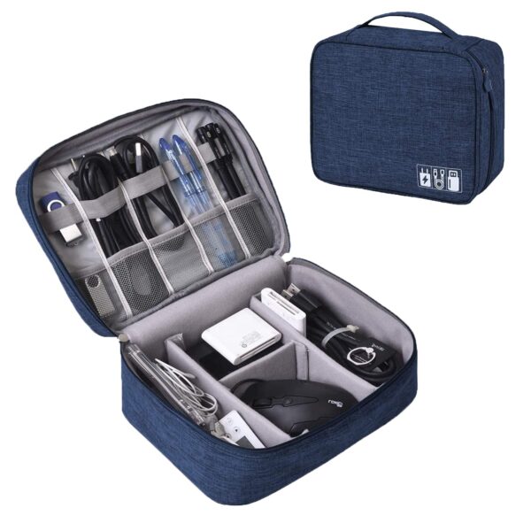 Seagull flight of fashion Nylon 2 Layer Gadget Organizer Case,Electronic Seagull flight of fashion Nylon 2 Layer Gadget Organizer Case,Electronic Accessories Bag,Tech Organizer Pouch For Hard Disk,Pen Drive For Home&Travel-24 X 18 X 10 Cm-Navy Blue-Model 1