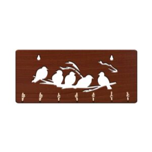 Sehaz Artworks Key Holder for Home Decor Stylish | Key Stand | Key Hangers for Wall | Key Chain Holders for Wall | (7 Hooks, 5 Birds)