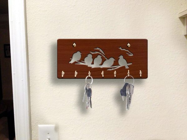 Sehaz Artworks Key Holder for Home Decor Stylish | Key Stand | Key Hangers for Wall | Key Chain Holders for Wall | (7 Hooks, 5 Birds)