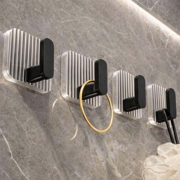 Self Adhesive Hooks Kitchen Wall Hooks - Heavy Duty 33lb(Max) Nail Free Sticky Hangers with Stainless Hooks Waterproof and Oilproof Reusable Utility Towel Bath Ceiling Hooks (4)