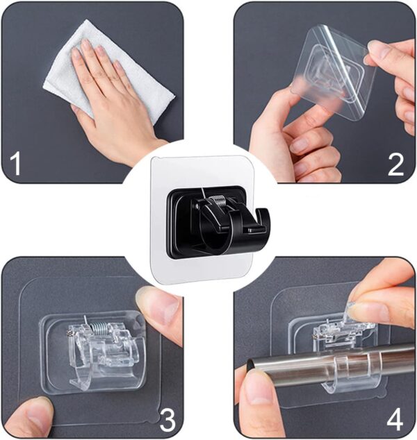 Self Adhesive Magic Wall Mounted Stickers for Kitchen and Bathroom Utility Heavy Duty and Storage Racks No Drill Waterproof Hangers Clear-Black-Pack of -10