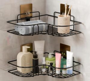 Self Adhesive Stainless Steel Bathroom Corner Shelf | Kitchen Corner Storage Organizer | Wall Mounted Shower Caddy Rack | Bathroom Accessories Rustproof Storage Organizer (Pack of 1)