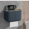 Self Adhesive Toilet Paper Holder for Bathroom with Mobile Stand, Wall Mounted Tissue Paper Holder, Toilet Paper Roll Holder for Bathroom, Bathroom Accessories (Navy Blue)