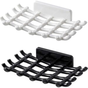 Self Draining Soap Dish Holder, Self-Adhesive Wall-Mounted Soap Case, Durable Bathroom Organizer – No Drill Soap Dispenser for Wash Basin, Soap Stand for Bathroom Accessories (Pack of 2)