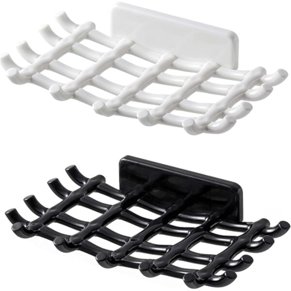 Self Draining Soap Dish Holder, Self-Adhesive Wall-Mounted Soap Case, Durable Self Draining Soap Dish Holder, Self-Adhesive Wall-Mounted Soap Case, Durable Bathroom Organizer – No Drill Soap Dispenser for Wash Basin, Soap Stand for Bathroom Accessories (Pack of 2)