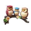 Set of 3 Owl Family Resin Figurine Sitting On Tree Branch Showpiece Statue for Table Top, Living Room, Bedroom, Office/Home Décoration, Colour Multi (13 cm Height) (Resin, Multicolor)