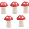 Set of 5 Ceramic Decorative Items | Terrarium Accessories | Set of 5 Ceramic Decorative Items | Terrarium Accessories | Miniature Toys | Mushroom Decor | Office Desk Items | Garden Decor Items | Flower Pot Figurines for Zen Garden(Size: 2 inches)
