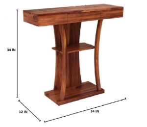 Sheesham Wood Console Table for Living Room | Solid Wood Sheesham Wood Console Table for Living Room | Solid Wood Foyer Tables for Entryway with Drawer & Shelf Storage | Wooden Side Entrance Table for Home & Office | Roswood, Honey Finish