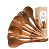 Sheesham Wooden Utensil Set, Turner, Ladle and Spatuala | Wooden Spoon Set | Kitchen Utensils Frying, Serving, Ladles, Dosa, Chapati and Rice Cooking Set of 7