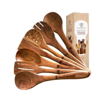 Sheesham Wooden Utensil Set, Turner, Ladle and Spatuala | Wooden Sheesham Wooden Utensil Set, Turner, Ladle and Spatuala | Wooden Spoon Set | Kitchen Utensils Frying, Serving, Ladles, Dosa, Chapati and Rice Cooking Set of 7