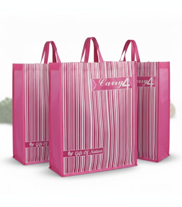 Shopping Bag, Bigshopper, Grocery Bag, Large Reusable Multi-Purpose Shopping Bag for Grocery | Rectangular Boxy | Vegetables & Kitchen Essentials | Tote Bag, Stripe Print 50X40X10 cm