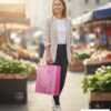 Shopping Bag, Bigshopper, Grocery Bag, Large Reusable Multi-Purpose Shopping Bag for Grocery | Rectangular Boxy | Vegetables & Kitchen Essentials | Tote Bag, Stripe Print 50X40X10 cm