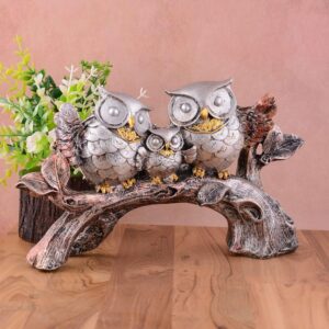 Shopscoo Owl Family Sitting on Tree Decorative Bird Showpieces Statue Shopscoo Owl Family Sitting on Tree Decorative Bird Showpieces Statue for Home Decor Living Room Bedroom Wall Shelf Table Top Garden Decoration Items -1