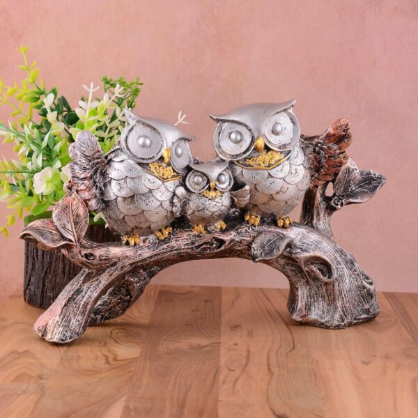 Shopscoo Owl Family Sitting on Tree Decorative Bird Showpieces Statue Shopscoo Owl Family Sitting on Tree Decorative Bird Showpieces Statue for Home Decor Living Room Bedroom Wall Shelf Table Top Garden Decoration Items -1