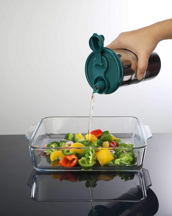 SignoraWare Easy Flow Stainless Steel Oil Dispenser | Airtight Lid | Food grade & Pourer Drizzler | Easy to Clean | Best for Essential Oils & Grilling | Best for Home Use (650ml | Forest Green)