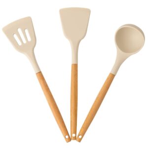 Silicone Spatula Set – Non-Stick, Heat-Resistant Spatulas for Cooking & Silicone Spatula Set – Non-Stick, Heat-Resistant Spatulas for Cooking & Baking – Flexible, BPA-Free, Easy to Clean – Wooden Handle for Comfort, Set of 3 (Multicolor) (Multicolor)