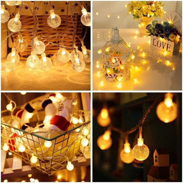 Sinbyuer 20 LED Solar Globe String Lights – Waterproof Outdoor Fairy Lights with 8 Modes | Warm White Decorative Lights for Garden, Patio, Balcony & Festive Decor