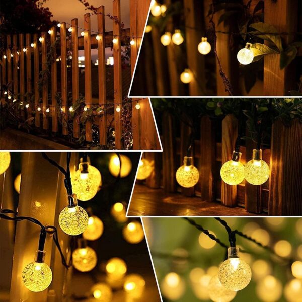 Sinbyuer 20 LED Solar Globe String Lights – Waterproof Outdoor Fairy Lights with 8 Modes | Warm White Decorative Lights for Garden, Patio, Balcony & Festive Decor