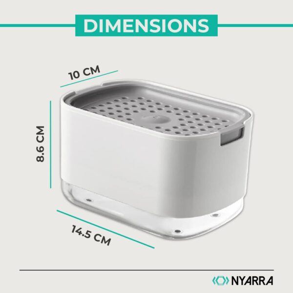 Soap Dispenser for Kitchen with Sponge Holder 300ml, Hollow Design, Durable & Smooth Body, Rust Proof, 2 in 1 Liquid Soap Dispenser, Sink Dish Washing Soap Dispenser Set [NR-1861]