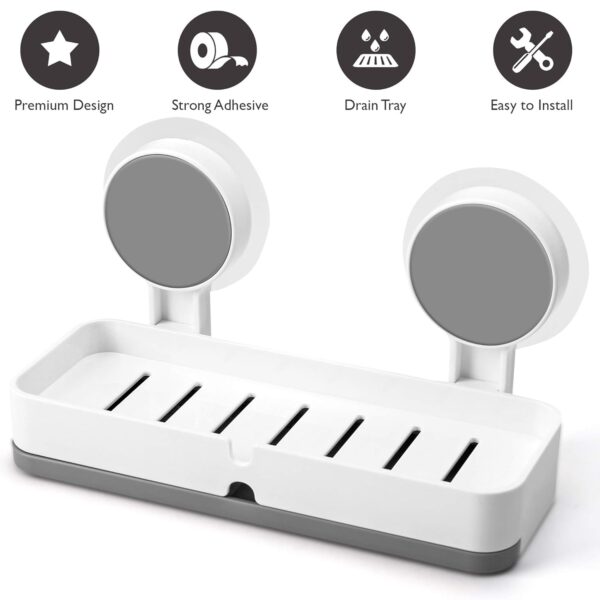 Soap Holder for Bathroom - Non-Drill Wall Mount Magic Sticker Self Adhesive Soap Stand for Bathroom with Removable Drain Tray - [NR-1335]