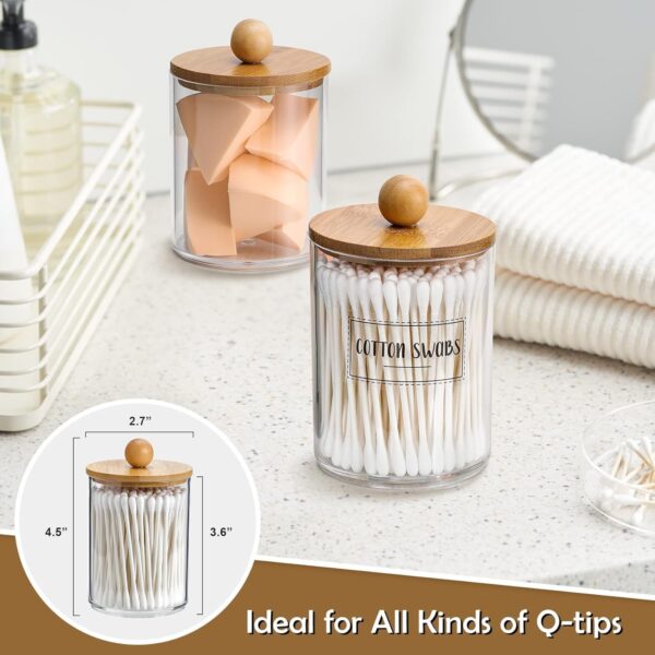 Soko-2-Pack-Qtip-Holder-with-Bamboo-Lids-Cotton-Swab-Storage-Dispenser-Acrylic-Vanity-Countertop-Cosmetic-Makeup-Organizer-Bathroom-Canister-Accessories-Set-for-Ball-Pads-Floss-Earbud-2-PC.jpg Soko 2 Pack Qtip Holder with Bamboo Lids, Cotton Swab Storage Dispenser, Acrylic Vanity Countertop Cosmetic Makeup Organizer - Bathroom Canister Accessories Set for Ball, Pads, Floss, Earbud - 2 PC