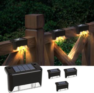 Solar Deck Lights Solar Step Lights Outdoor Waterproof Led Solar Solar Deck Lights Solar Step Lights Outdoor Waterproof Led Solar Fence Lamp for Patio, Stairs,Garden Pathway, Step and Fences (Warm White) (12)