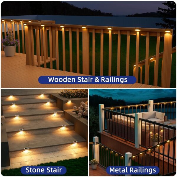 Solar Deck Lights | Solar Step Lights Outdoor Waterproof Led Solar Fence Lamp for Patio, Stairs,Garden Pathway, Step and Fences (Warm White) Pack of (18)