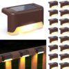 Solar Deck Lights Step Lights Outdoor Waterproof Led Solar Fence Lamp for Patio, Stairs,Garden Pathway, Step and Fences (Warm White) (Pack of 4)