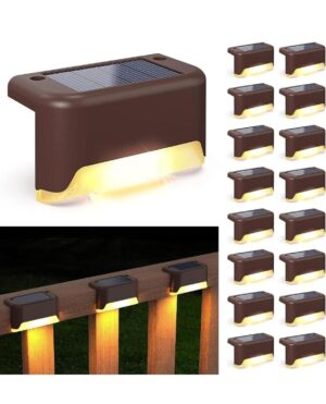 Solar Deck Lights Step Lights Outdoor Waterproof Led Solar Fence Solar Deck Lights Step Lights Outdoor Waterproof Led Solar Fence Lamp for Patio, Stairs,Garden Pathway, Step and Fences (Warm White) (Pack of 4)